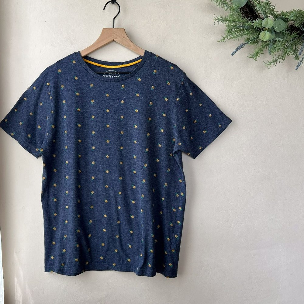 Cactus Man Blue Pineapple Print T-shirt